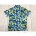 Camisa casual hawaiana con estampado de poliéster